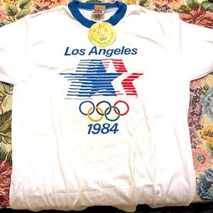 Vintage 1984 Levis Olympics Los Angeles T Shirt Youth L/Ladies S Made in USA nwt